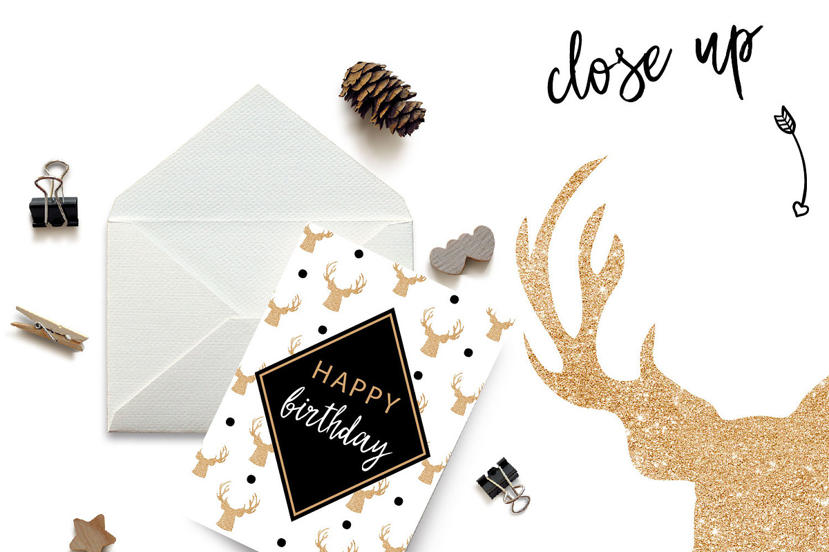 Deer Head Clipart - gold glitter, a Graphic by ConfettiBears (Photo 5 of 5)