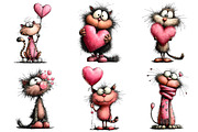 Whimsical Valentine Cats Clipart, an Illustration by Dream Creation (Thumbnail 2 of 8)