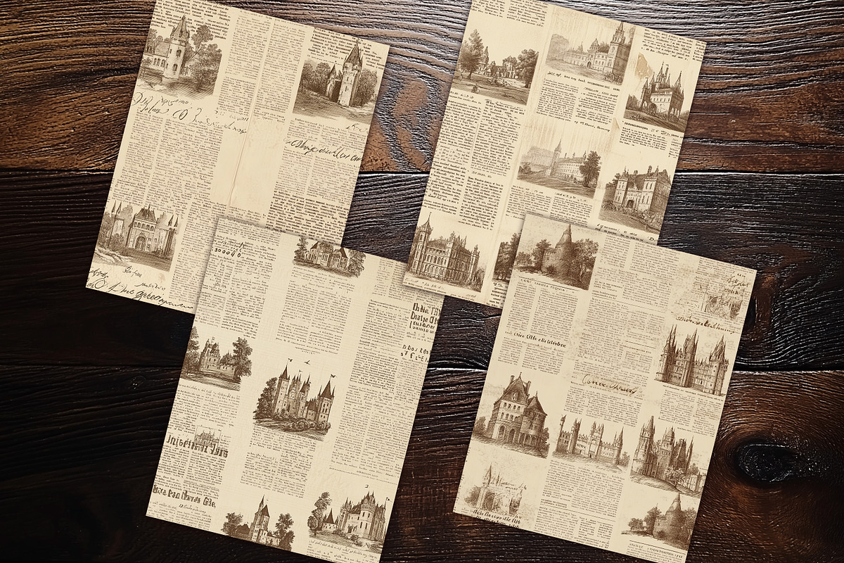 Old World Gazette Scrapbook Papers, a Background Graphic by V Design Creator (Photo 10 of 12)