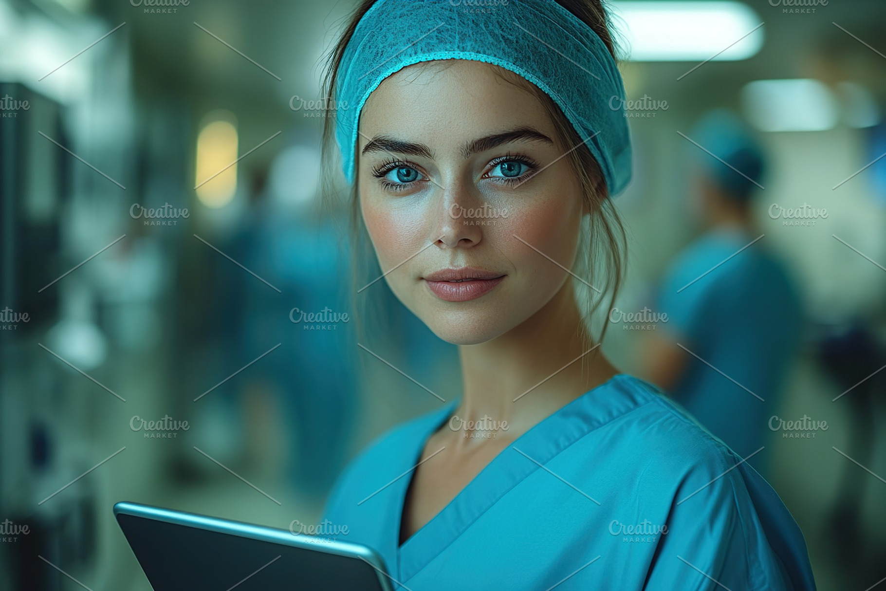 Doctor using digital tablet and checking patient test results, a Health & Medical Photo by AlyaAnd