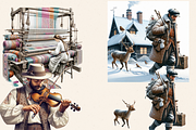 CZECH VINTAGE WINTER VILLAGE CLIPART, a Person Illustration by Daring Digies (Thumbnail 4 of 8)