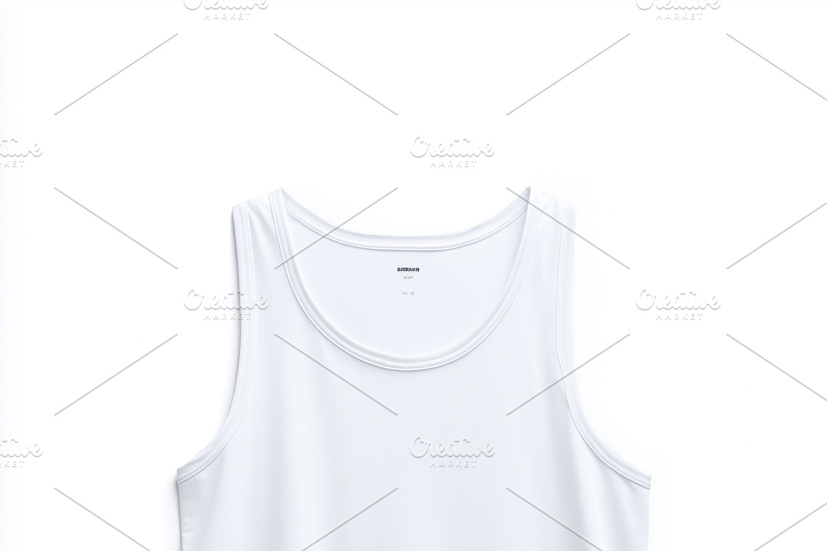 A plain white tank top mockup displayed on a white background. The tank top fea, a Shirt Mockup by Textures & Backgrounds