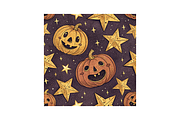 Funny Pumpkin Starry Night Pattern, a Pattern Graphic by FloridPrintables (Thumbnail 5 of 11)