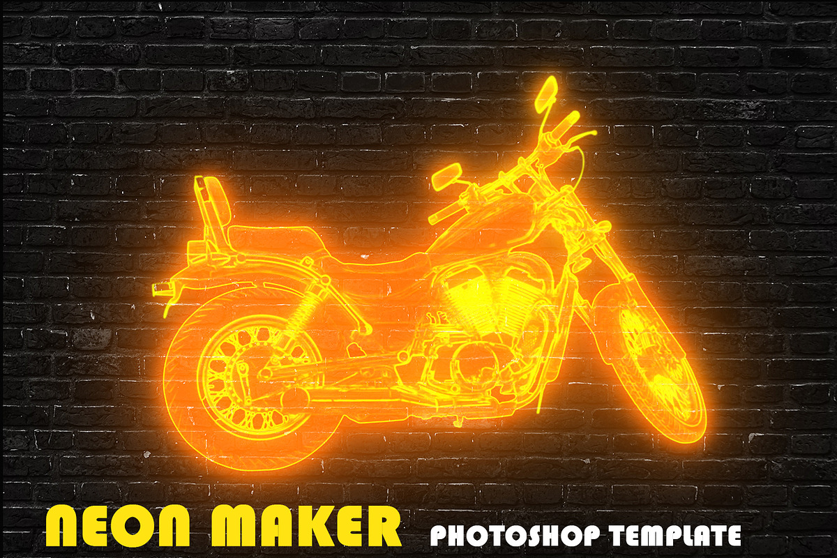 Neon Maker Photoshop Template, an Action Add-On by 3d_model_tifotizi