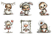 Whimsical Easter Chick Clipart, an Illustration by CreationArt (Thumbnail 6 of 6)