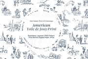American Toile de Jouy Print, a Background Graphic by Hughes Studio (Thumbnail 1 of 7)