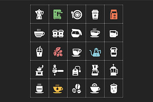 Coffee And Tea Solid Icon Set