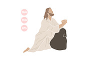 Jesus Pray Christian Illustration, a Person Illustration by ⋒DesignECShop⋒ (Thumbnail 1 of 3)