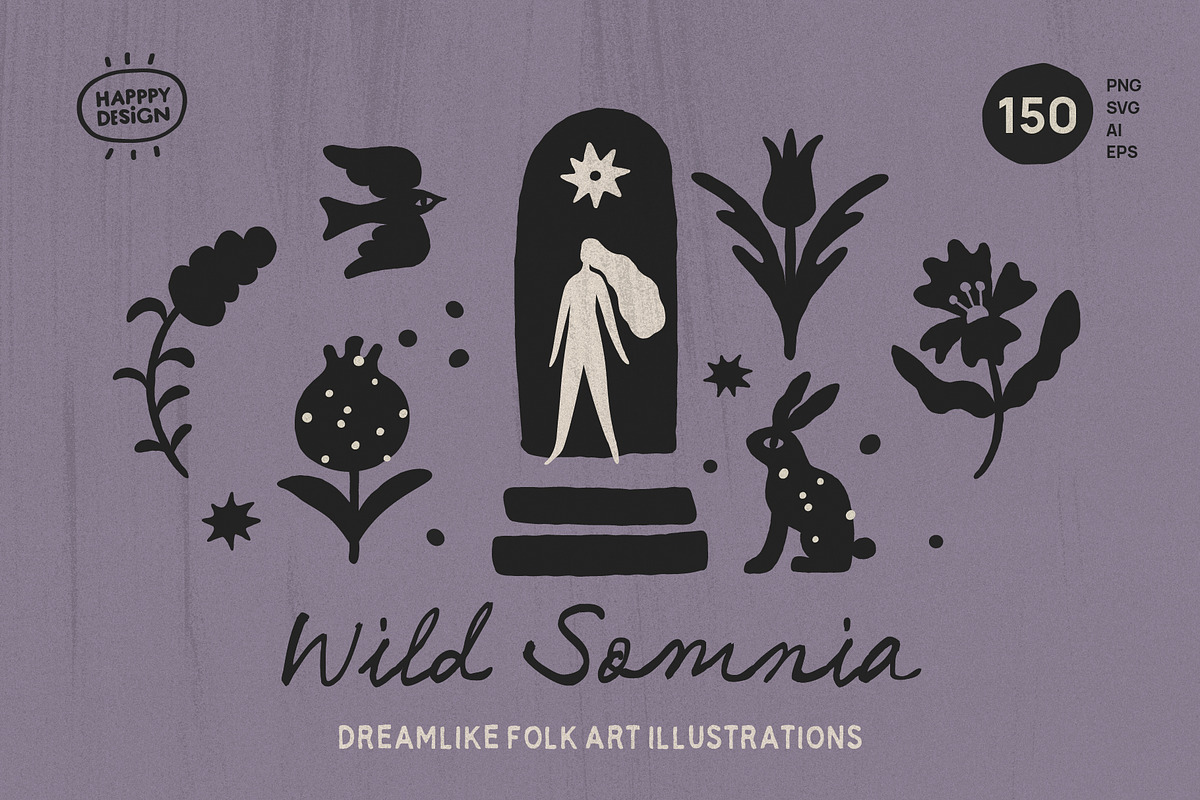Dreamlike Folk Art Illustrations, an Object Illustration by happpydesign (Photo 1 of 15)