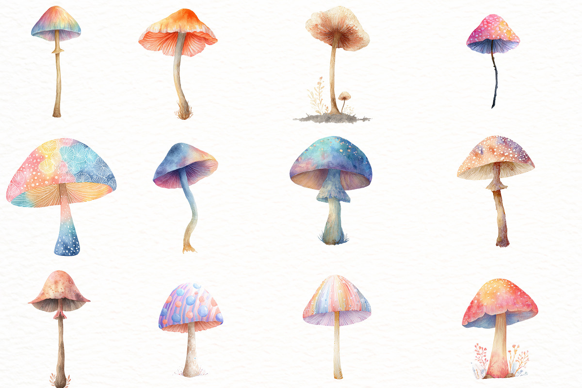 Spring Magical Mushrooms Clipart, an Illustration by Designworld (Photo 3 of 5)