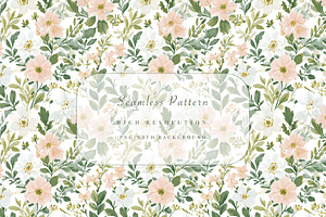 Blush Pink and White Floral Seamless, a Pattern Graphic by Pati Charm Studio