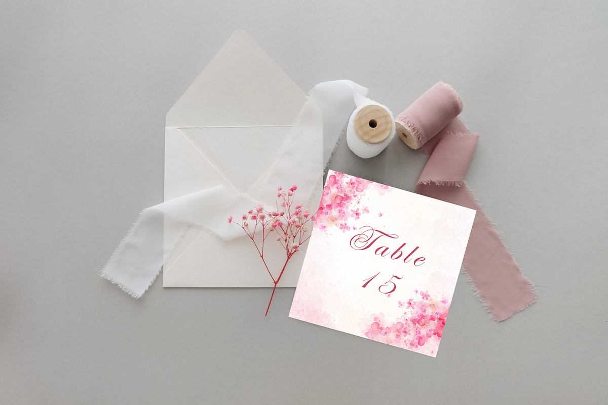 Pink Cherry Blossom Wedding Suite, a Print Template by TheSimplySereneShop (Photo 7 of 7)