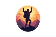 Sunset Hiking Silhouette  Bundle, an Object Graphic by yasushie (Thumbnail 11 of 16)