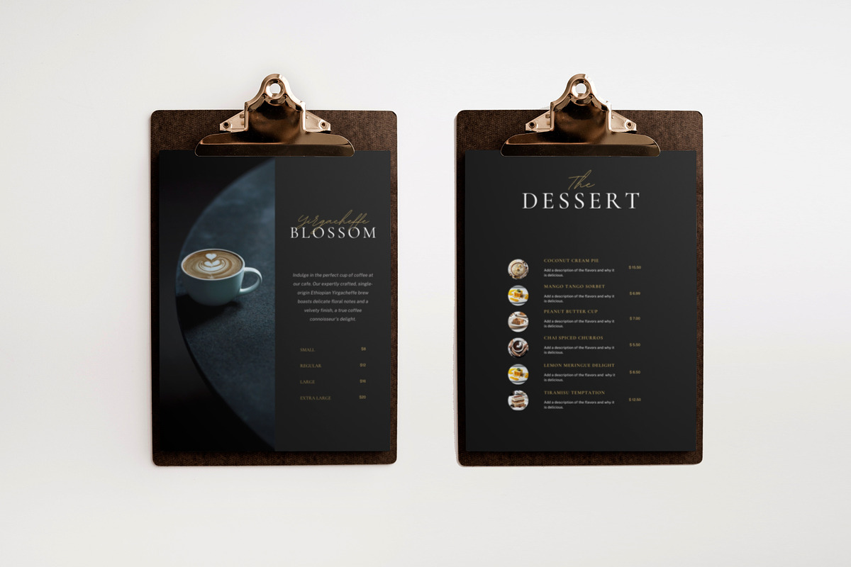 Canva Restaurant Coffee Menu, a Marketing Template by The Dark Matter Art (Photo 3 of 6)