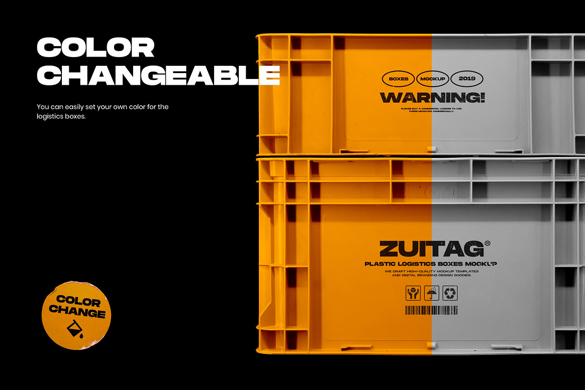 Plastic Logistics Boxes Mockup, a Product Mockup by ZUITag (Photo 2 of 7)