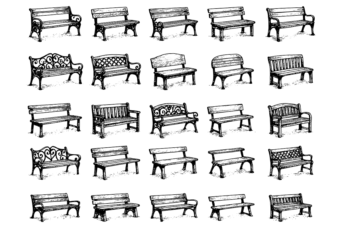 Vintage Park Bench Set, an Object Graphic by RT Studio (Photo 3 of 4)