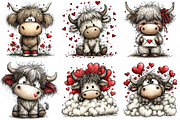 Highland Cow Valentine Clipart Png, an Illustration by Craft Nest (Thumbnail 3 of 11)