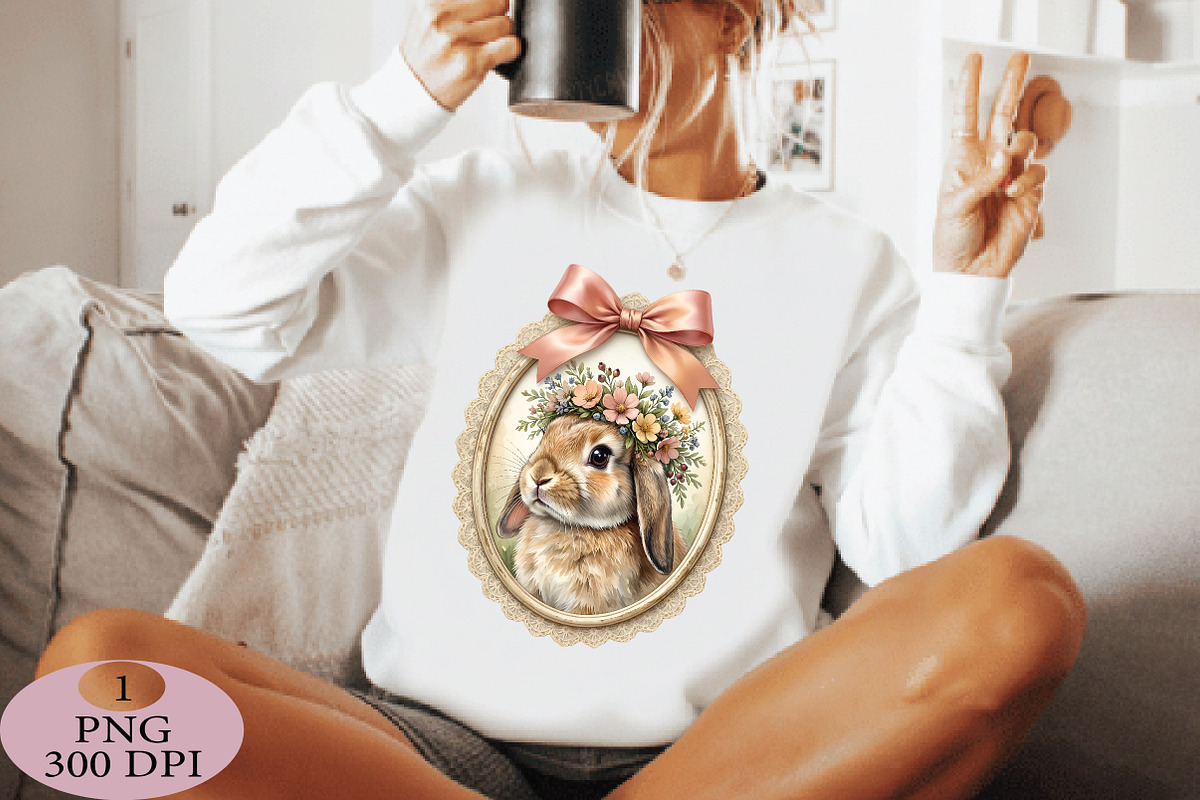 Cute Bunny Mom Floral Crown PNG, an Illustration by Daily.Designs (Photo 2 of 5)