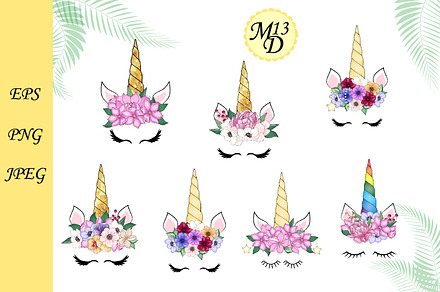 14 Unicorn face with gold horn