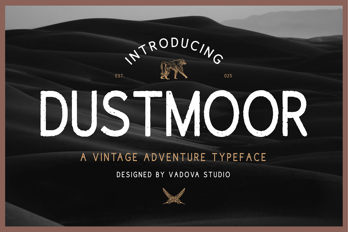 Dustmoor Vintage Adventure Font, a Sans Serif Font by Vadovastd (Photo 1 of 7)