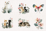 Whimsical Kittens Clipart Set, a Seasonal Illustration by CreationArt (Thumbnail 2 of 7)