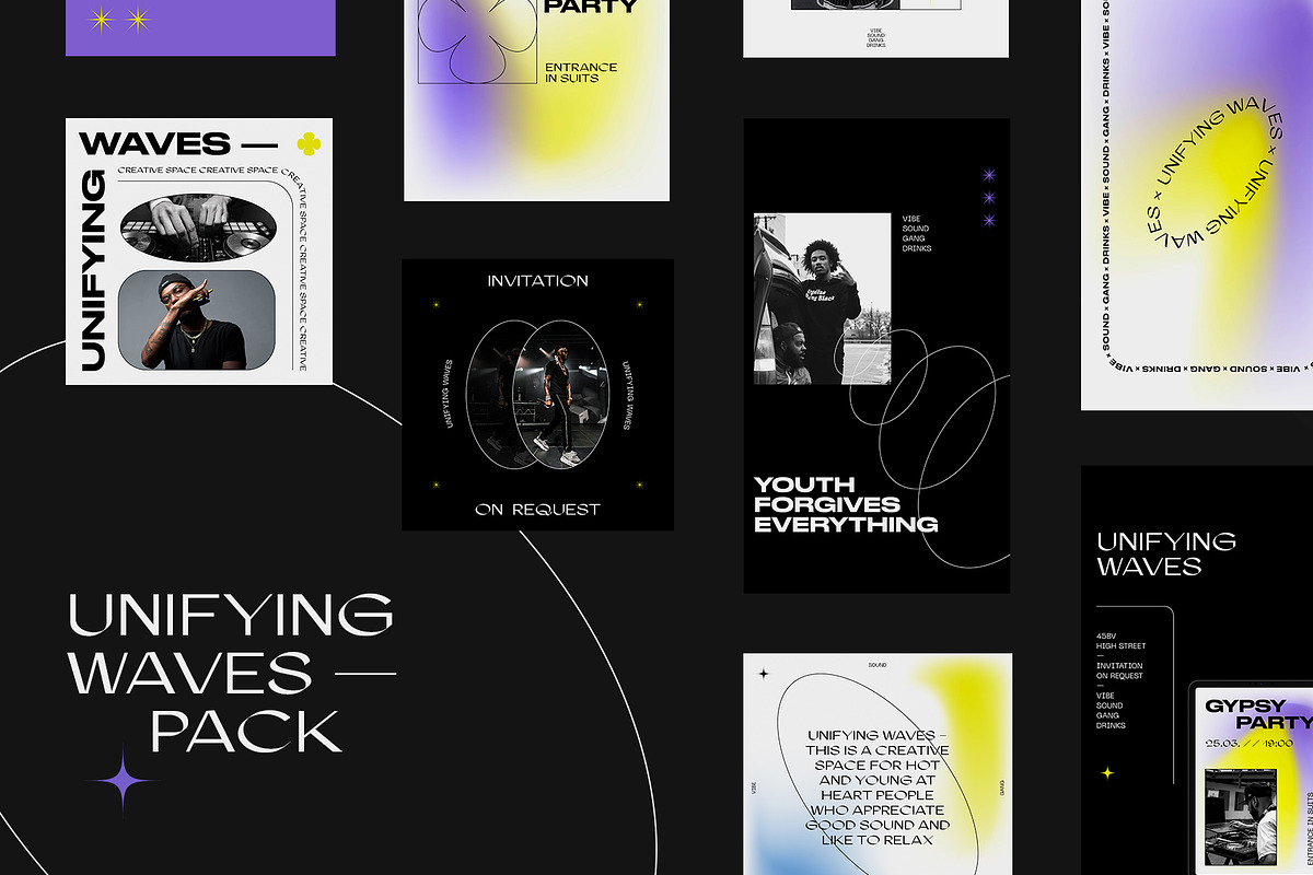 UNIFYING WAVES Instagram Templates, a Social Media Template by BlancheStudio (Photo 1 of 10)