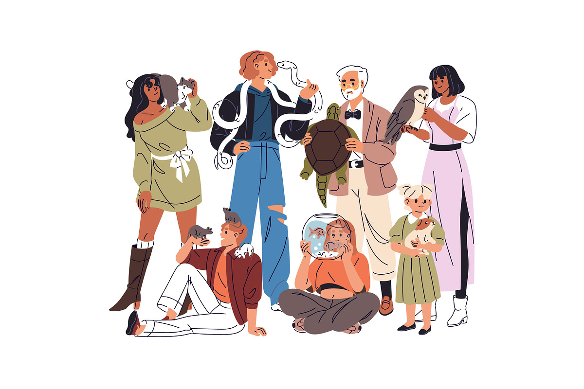 Group of people with cute pets, a Person Illustration by PaperTrident (Photo 3 of 3)