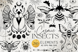 Mystic Insects vector graphic kit