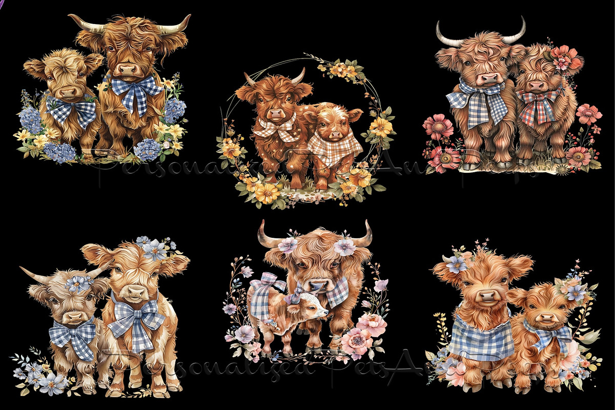 202 Watercolor Highland Cow Clip Art, an Animal Illustration by Art Paradise Studios (Photo 4 of 8)