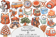 Watercolor Camping Clipart, a Seasonal Illustration by Design Market (Thumbnail 1 of 5)