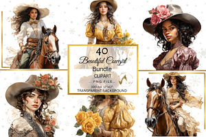 Watercolor Cowgirl Clipart Bundle