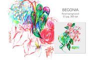 Begonia floral background, a Decorative Illustration by katya.bogina (Thumbnail 1 of 5)