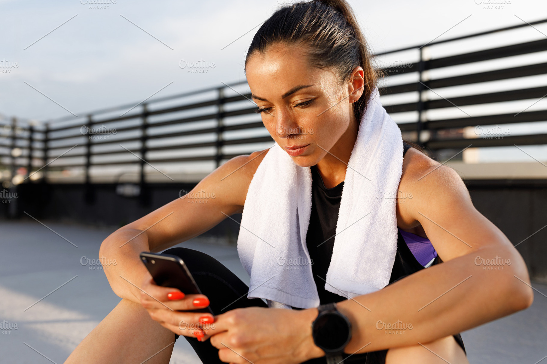 Slim athlete with a white towel, a Sports & Recreation Photo by Artem Varnitsin