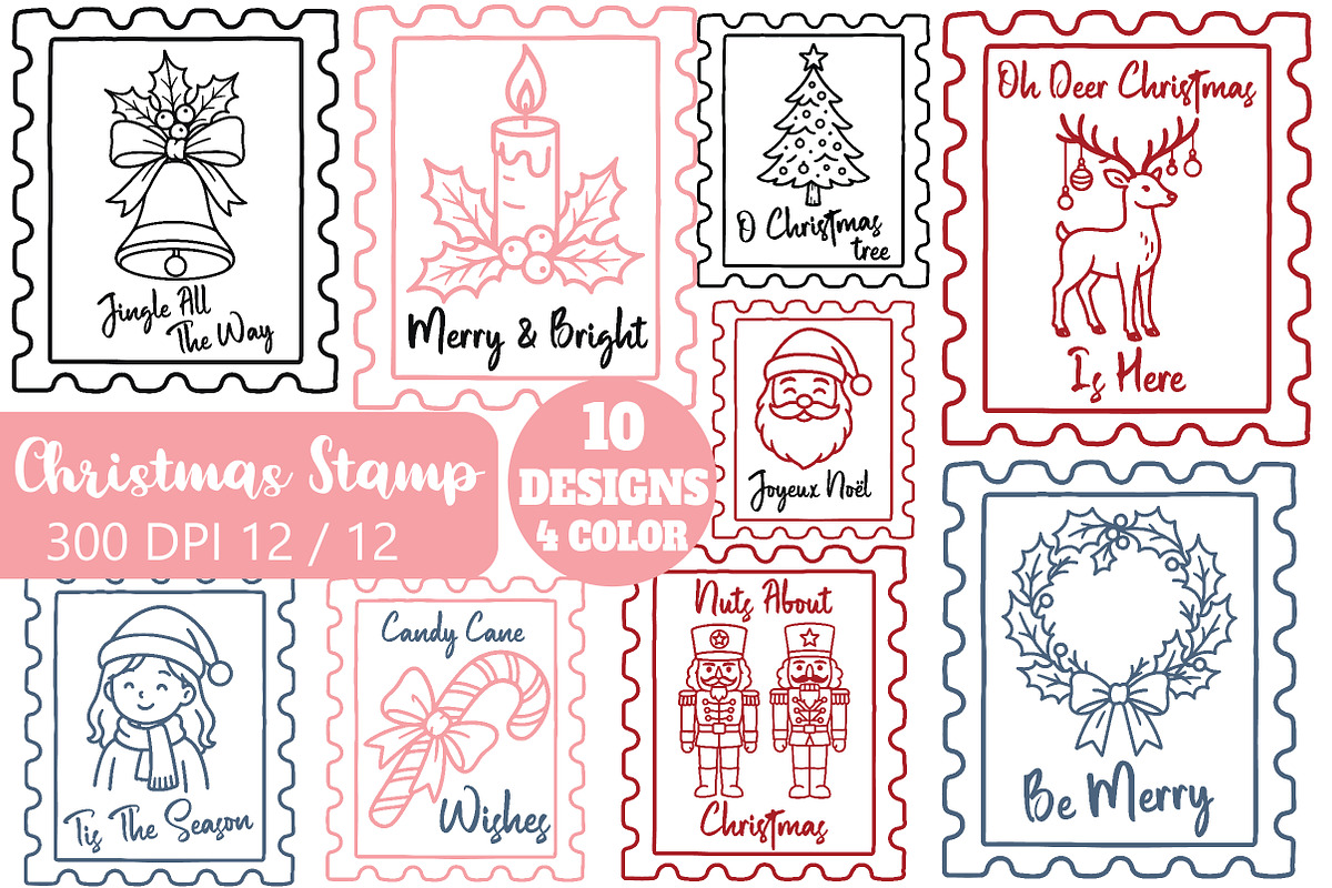 Christmas Stamp PNG Bundle, an Illustration by Daily.Designs (Photo 1 of 11)