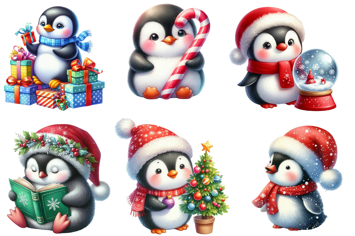 Christmas Penguins Clipart, an Illustration by Designworld (Photo 3 of 5)