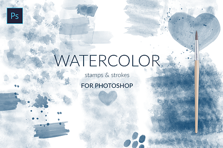 Abstract watercolor Photoshop shapes, a Shape Add-On by Let's Art