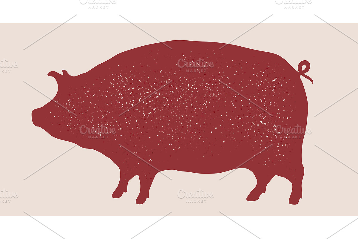 Pork meat steak pig silhouette, an Animal Illustration by Foxys Graphic (Photo 2 of 3)