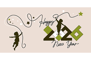 Happy new year 2026 celebration card, a Decorative Illustration by Valenty