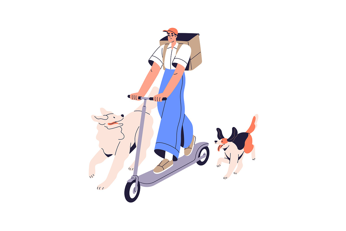 Courier delivery service set, a Person Illustration by PaperTrident (Photo 5 of 7)