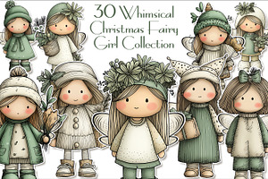 Whimsy Christmas Fairy Girl Clipat, a Seasonal Illustration by V Design Creator