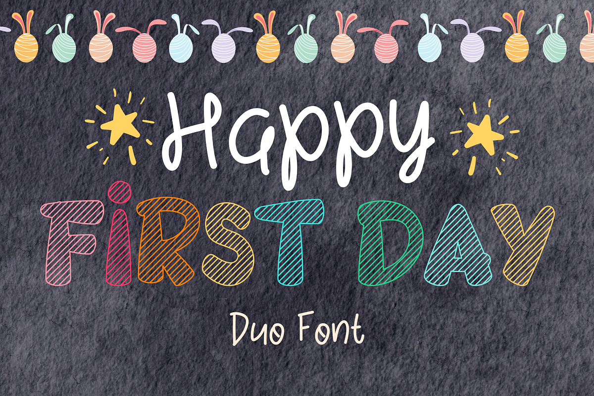 Happy First Day is a duo font, a Handwritten Font by Brown Cupple (Photo 1 of 6)