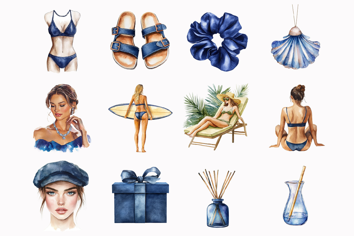 Navy Coastal Girls Clipart, an Illustration by Design Market (Photo 2 of 4)
