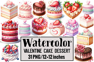 Valentine Cake Dessert, an Illustration by Design Market