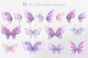 Butterflies watercolor clip art, an Object Graphic by NATASHA CHU (Thumbnail 2 of 7)