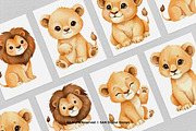 15 Bundle Watercolor Cute Lion Fam, an Animal Illustration by Morspective (Thumbnail 3 of 8)