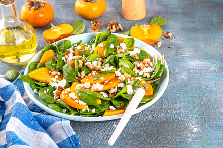 Sweet, savory delicious Persimmon Salad, a Photo by Rimma