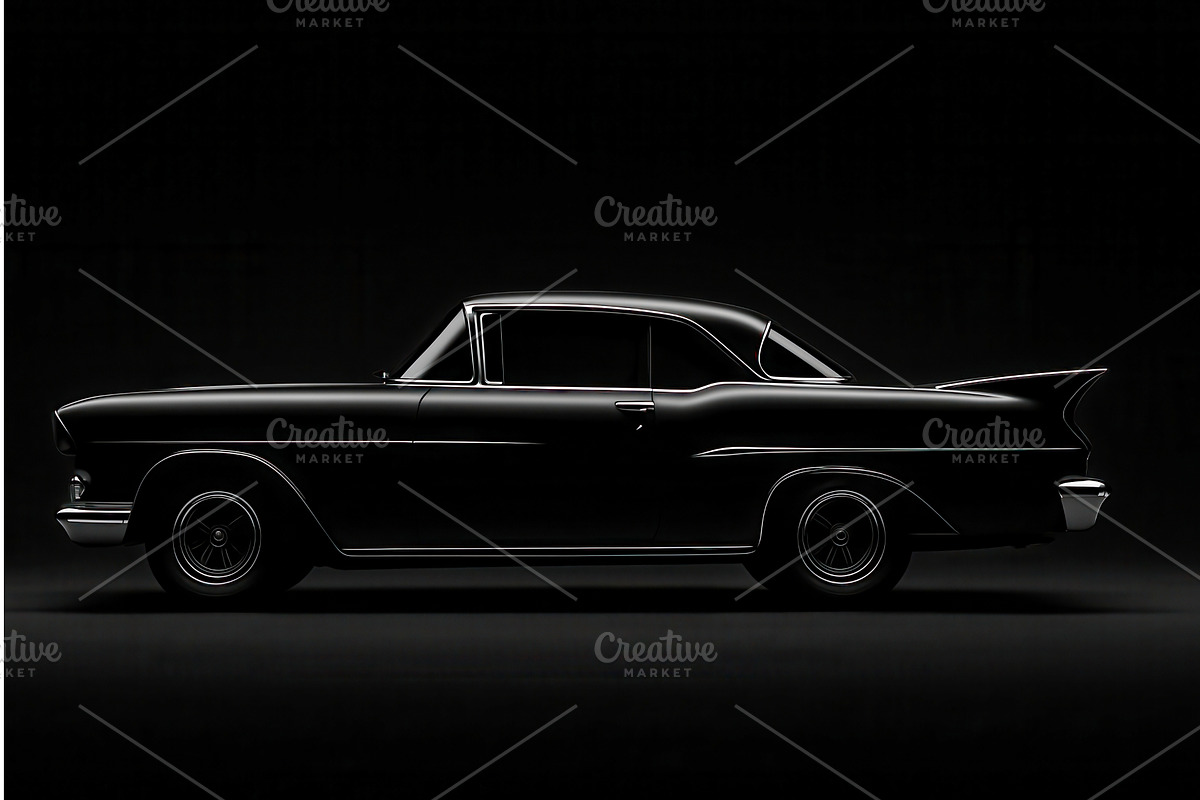 Silhouetted side view of a classic, a Transportation Illustration by Sergey Kotenev