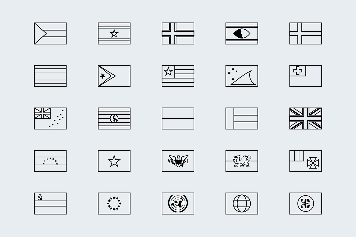 Simplified outline world flags