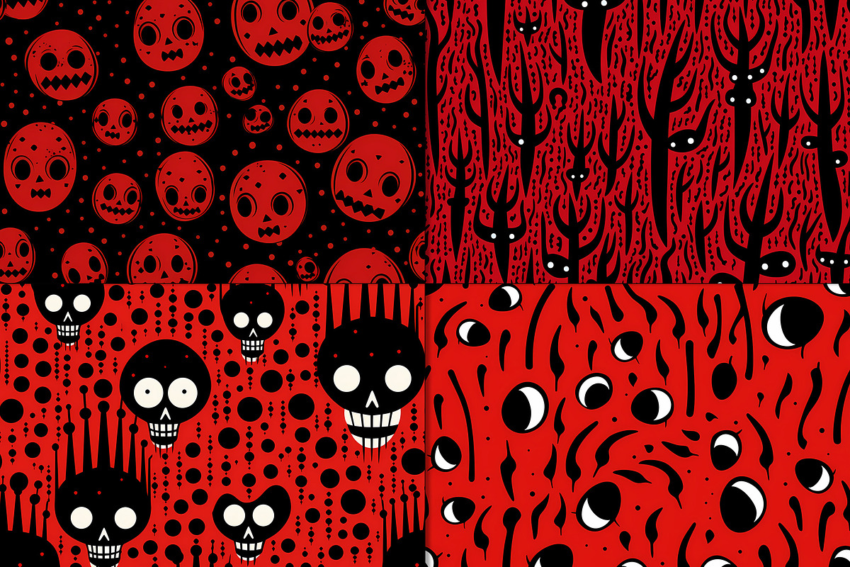 20 Seamless Red and Black Horror Set, a Pattern Graphic by Nordic Design (Photo 5 of 9)