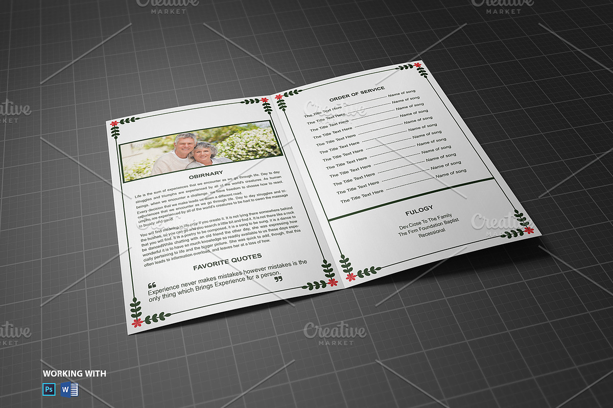 Funeral Program Template Printable, a Brochure Template by Madhabi Studio (Photo 4 of 5)